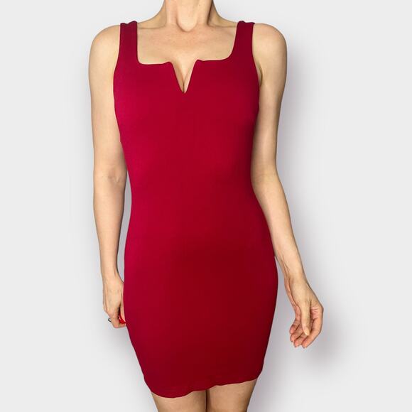 90s Cefian USA Red Bodycon Sleeveless Dress - Picture 2 of 5